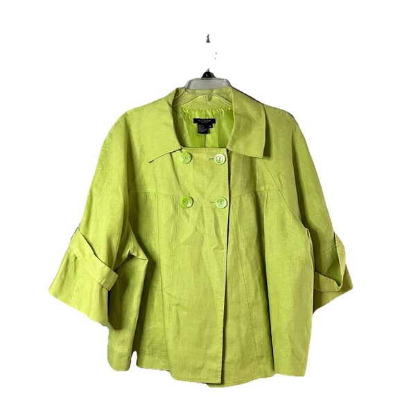 Sandro Jackets & Blazers - SANDRO Sportswear Double Breasted Linen Swing Jacket Green Plus Size 1X Coastal